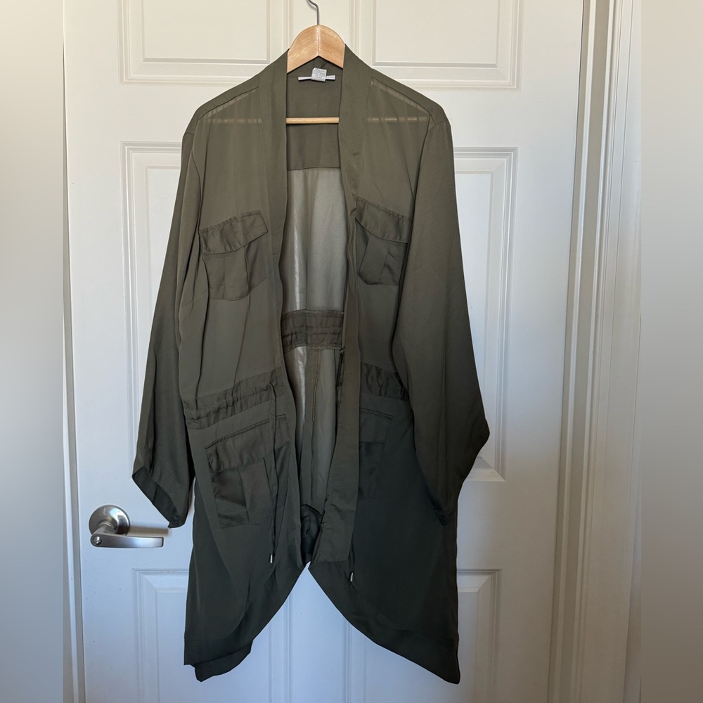 Ashley Stewart Olive Open Front Jacket